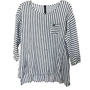 IC by Connie K Tunic Top Blouse Small Art to Wear Striped Hi-Low Coastal Artsy